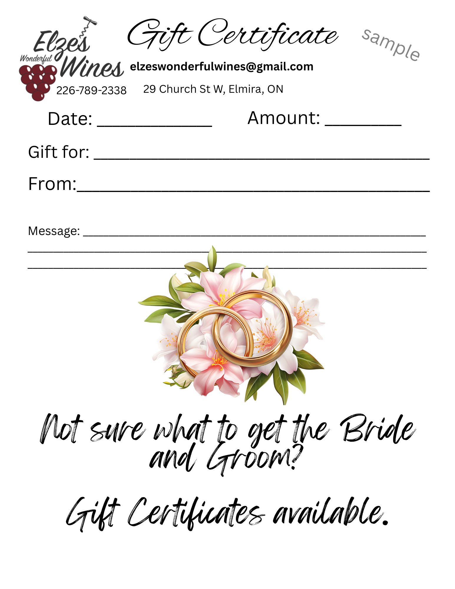 wedding gift certificate